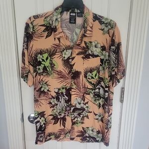 Star Wars Casual Button Down Shirt Orange and Green DISNEY YODA XL X LARGE